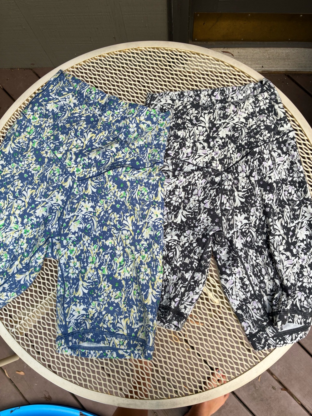 Two Aerie Floral Biker Shorts- Blue/Black